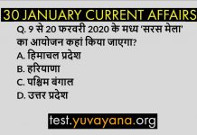30 January 2020 Current Affairs Quiz for IAS