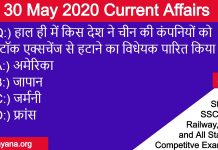 30 may 2020 current affairs in hindi
