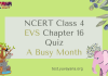 NCERT Class 4 EVS MCQ Test Chapter 16 : A Busy Month