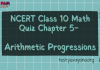 NCERT Class 10 Maths Chapter 5 MCQ Test – Arithmetic Progressions