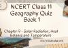 NCERT Class 11 Geography Book 1 Chapter 9 MCQ Quiz with answers – Solar Radiation, Heat Balance and Temperature